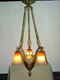 Nr. 26 LÜSTER Originale Jugendstil-Lampe der Verreries Schneider