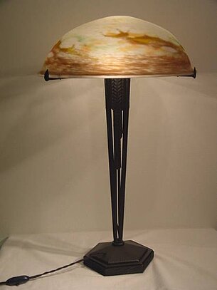 Nr 19 Original Jugendstil-Lampe gemarkt: Muller Fres Luneville, (Blankgeätzt)
