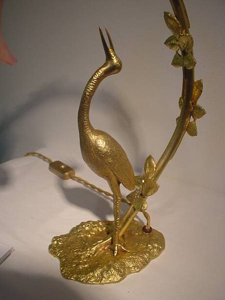 Nr. 5 Tischlampe gemarkt: Verrerie d`Art Cristalleries Daum Nancy, mit lothr. Kreuz, Nadelätzung